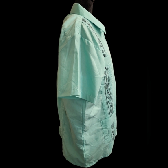 Haband Guatavera Turquoise Short Sleeve Large Shirt with Embroidery - Picture 9 of 11